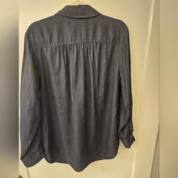 NWOT - Linen Jones New York Navy Blouse w Roll-Up Sleeves - Size 1X - Picture 7 of 11